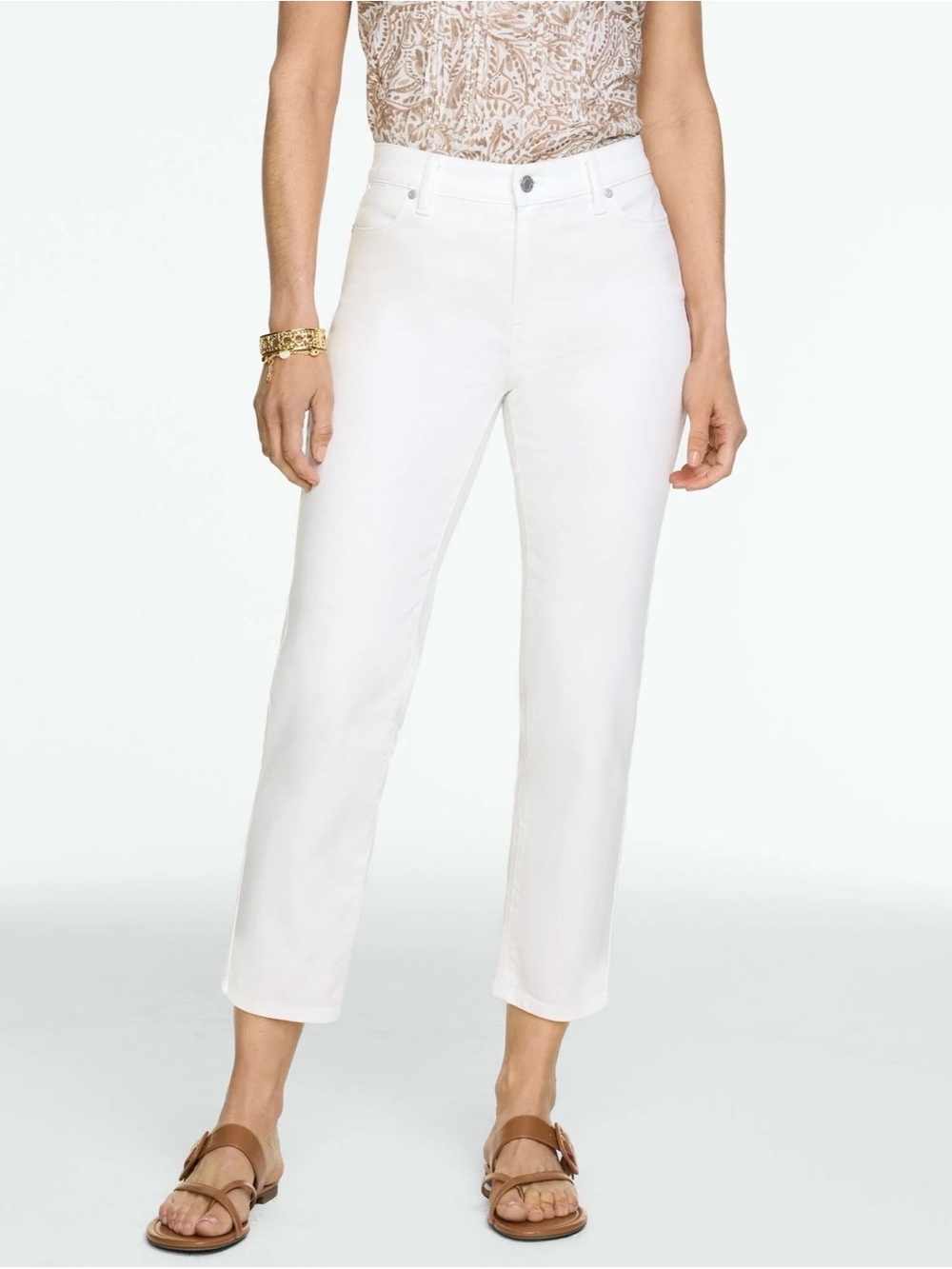 Talbots Signature Crop White Straight-Leg Ankle Jeans with ankle zipper 6p